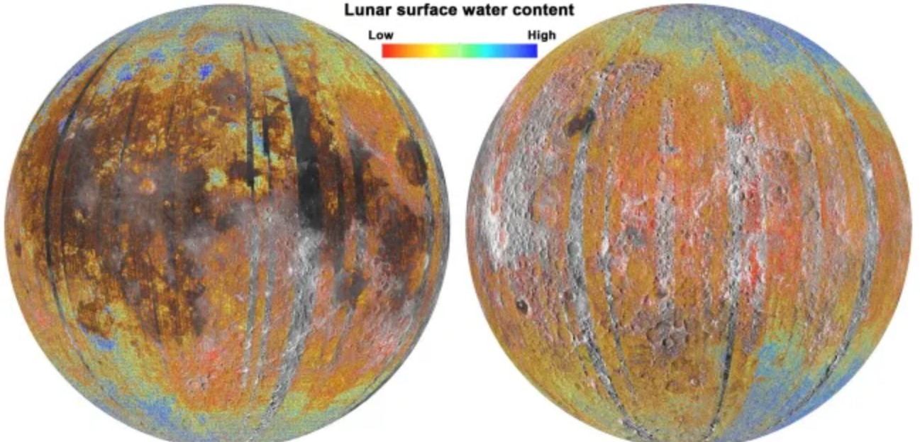 Análisis de la presencia de agua congelada en la superficie lunar.