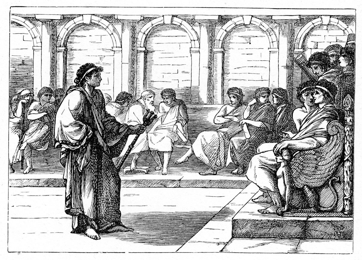 Ilustración antigua del Senado romano.