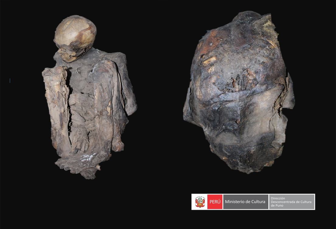 Detalle de la momia hallada en Puno.