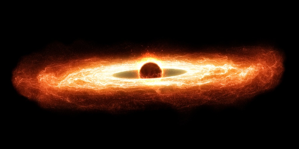 Disco de acreción de un agujero negro.