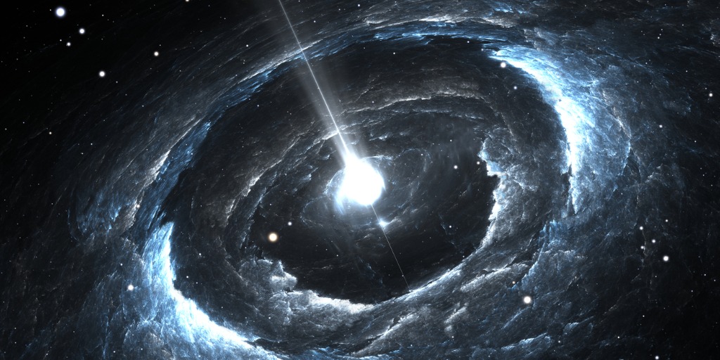 Ilustración de una estrella de neutrones.