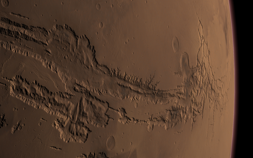 Vista satelital del Valles Marineris
