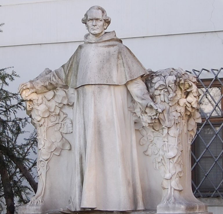 Escultura de Gregor Mendel en el jardín de Brno, República Checa.