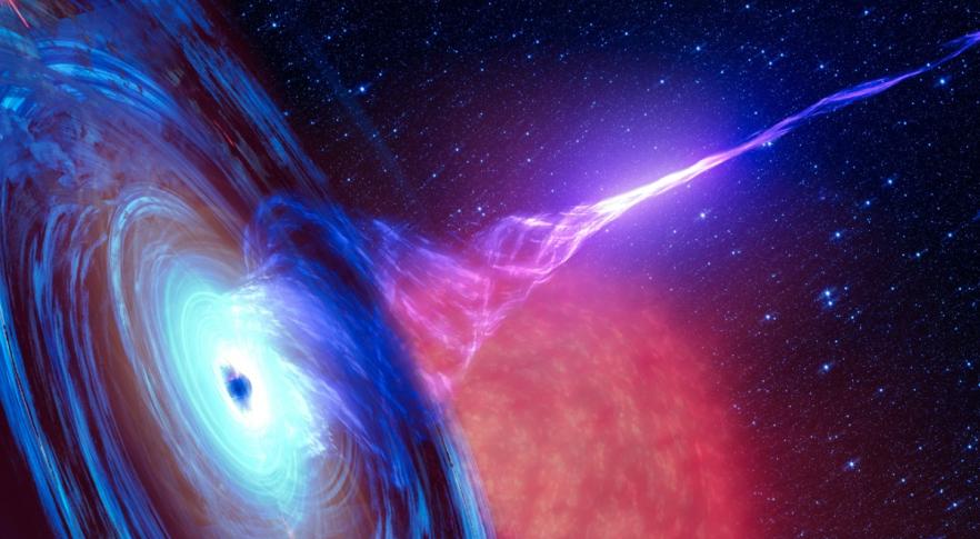 Un agujero negro que expulsa burbujas cósmicas