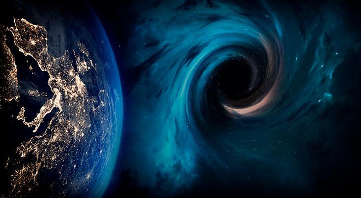 El agujero negro que apunta su haz de rayos directo hacia la Tierra-0